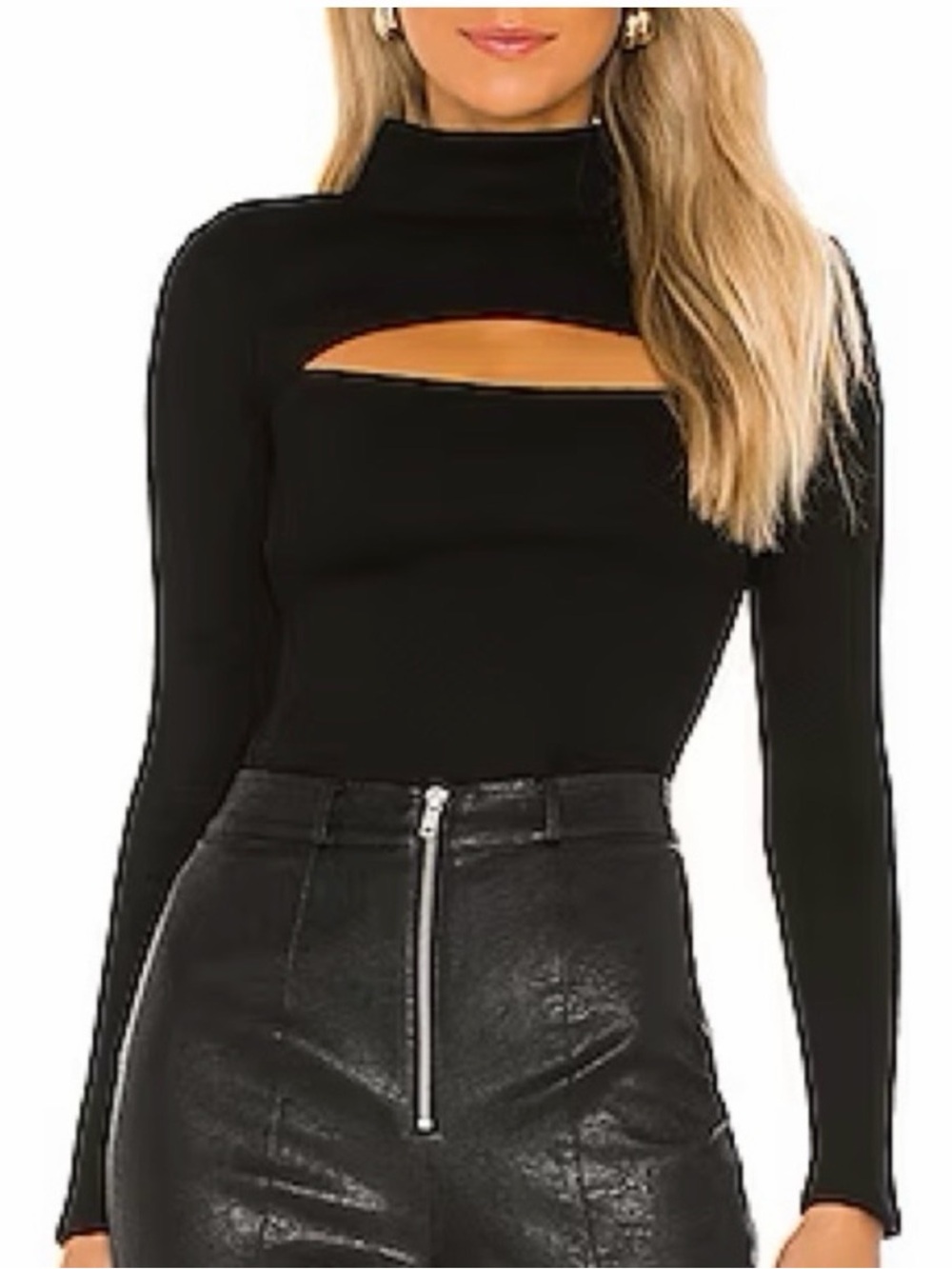 Lovers + Friends Black Long-Sleeve Cutout Top